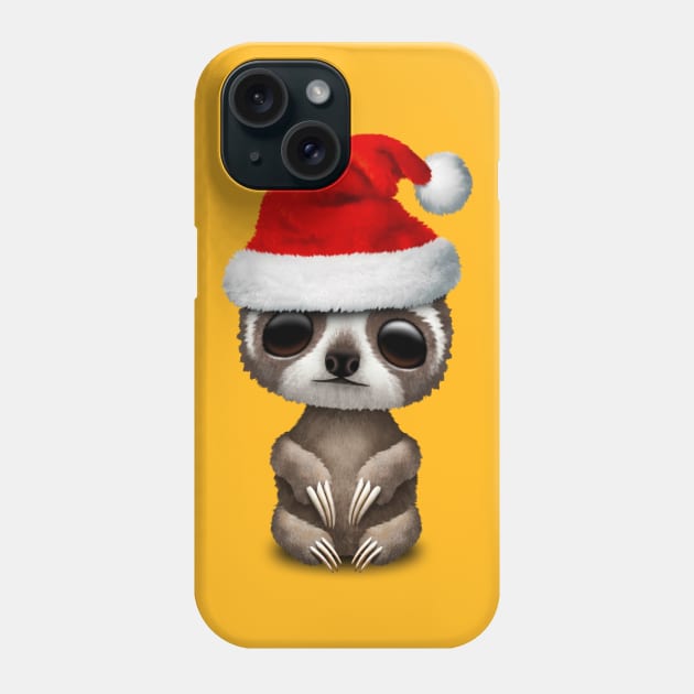 Christmas Sloth Wearing a Santa Hat Phone Case by jeffbartels