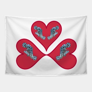 Cute motif of a fish | Small fish in a red heart | White Background | Tapestry