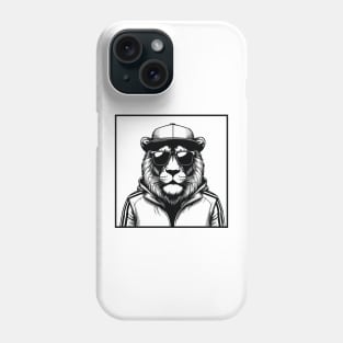 King of the Jungle - Street art Lion / white-black style. Phone Case