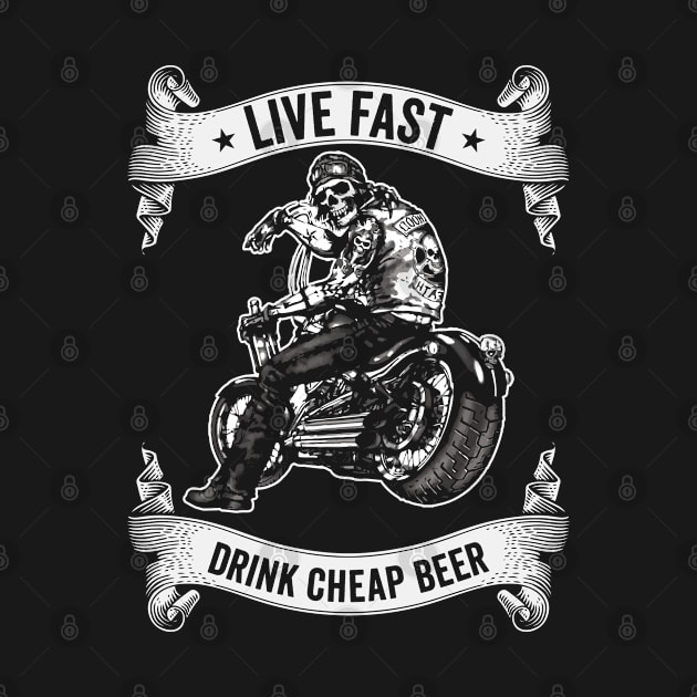 Beer Lover Skull Drinking Biker Motorcycle by Tom´s TeeStore