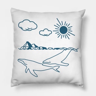 Whale, Humpback whale, Minimal art, Mammal Pillow