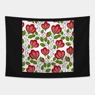 Pattern with Vintage Floral Motifs Tapestry