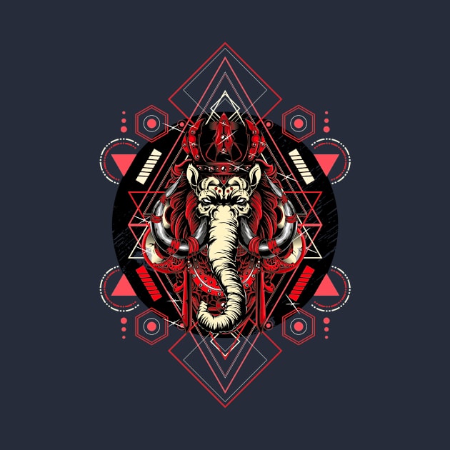 The Elephant King accented in red by T-Shirt Kingdom by Elitenando.store