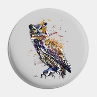 OWL Wild Watercolor colorful Pin