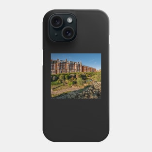 Fisheye view of a Victorian hotel and public gardens in the seaside town of Cromer, North Norfolk Phone Case