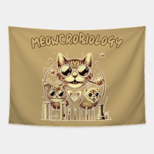 Meowcrobiologists at Work - FUNNY CATS STUDY CHEMISTRY - meowcrobiology Tapestry