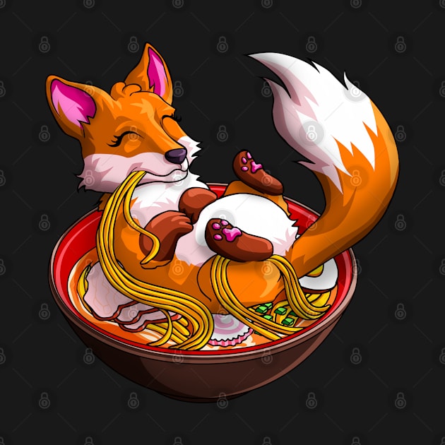 Ramen Noodles Fox Lover Kawaii Japanese Anime Gift by Blink_Imprints10