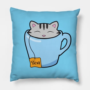 Cute cat in a tea cup Pillow