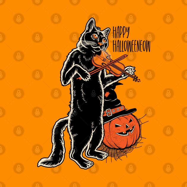 Happy Meoween – Halloween Orange Pumpkin Cat by pht