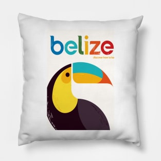 Belize, The Toucan, Travel Poster Pillow