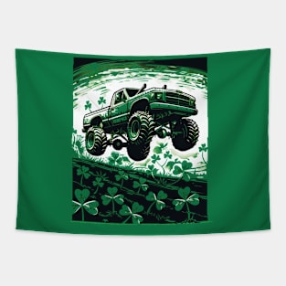 Shamrock Crusher Monster Truck Illustration Tapestry