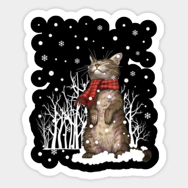Funny Cute Cat Cat Xmas Snow Christmas Lover Gift Christmas Cat Sticker Teepublic