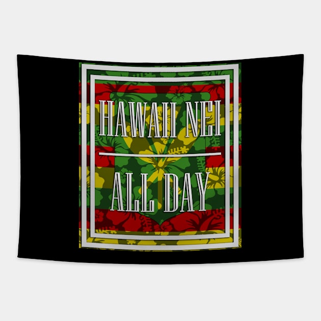 HNAD Floral Kanaka Maoli Flag by Hawaii Nei All Day Tapestry by hawaiineiallday