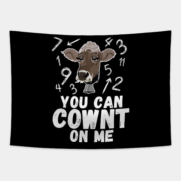 Grumpy brown farm cow YOU CAN COWNT on me Tapestry by TheWrightLife