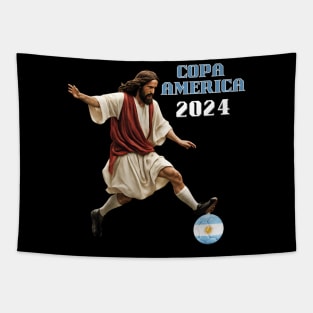 Argentina Soccer Fan | Jesus meme : Copa America 2024 Fan Tee Tapestry