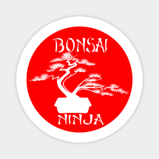 Lettering 'BONSAI NINJA' with bonsai tree with stylish font; ideal gift Magnet