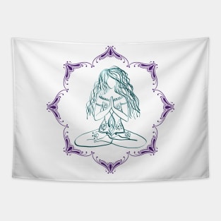 Mandala Meditation - Aqua Violet Tapestry