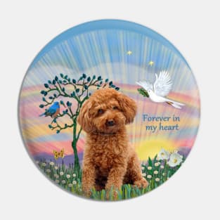 An Apricot Toy Poodle in heaven's Clouds Pin