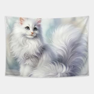 Turkish Angora Watercolor Kitten - Cute Kitties Tapestry