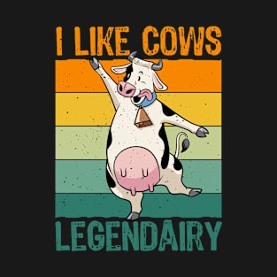 Funny Legendairy I Like Cows Cow Farm Farmer Retro T-Shirt