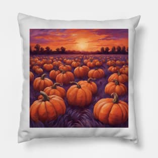 Halloween Pumpkin Patch at Dawn Pillow