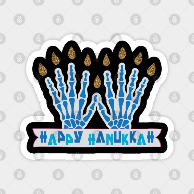 Hanukkah skeleton fingers menorah Magnet by mckinney