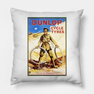 DUNLOP CYCLE TYRES c1914 "Only me and Dunlops left" Vintage Bicycle Advertisement Pillow