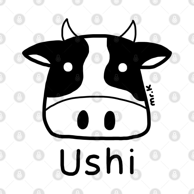 Ushi (Cow) Japanese design in black by MrK Shirts