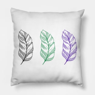 blue green black feather illustration Pillow