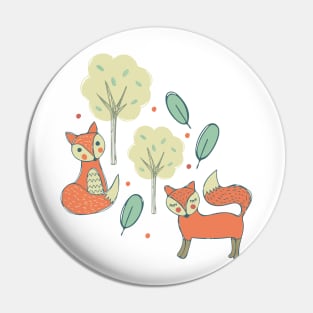 Fox friends in the forest Pin