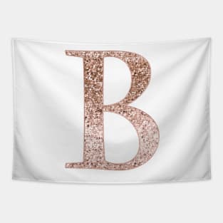 B rose gold glitter monogram letter Tapestry