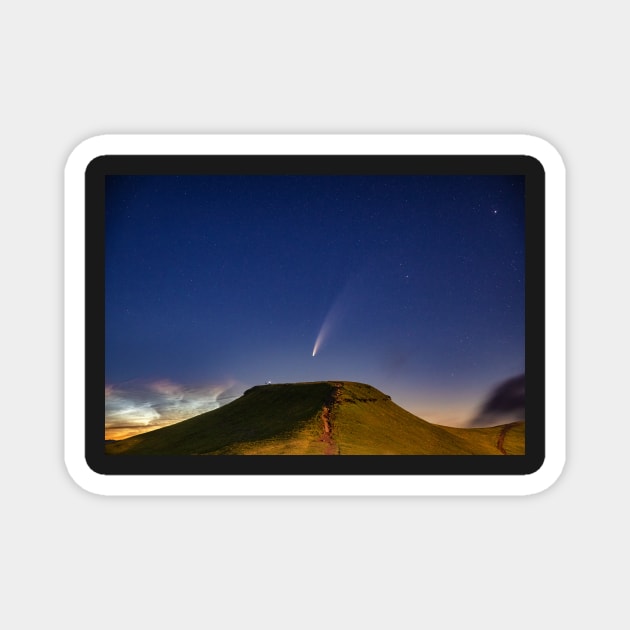 Comet NEOWISE and Noctilucent cloud over Corn Du in the Brecon Beacons National Park, Wales Magnet by dasantillo