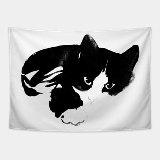 black and white cat Tapestry