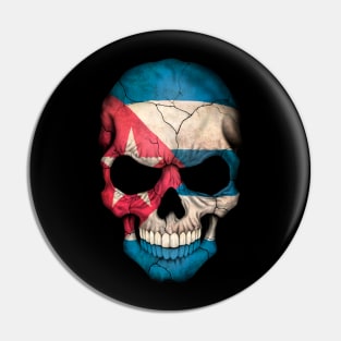 Cuban Flag Skull Floral Skeleton Pin