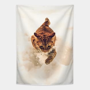 Cat winter fun snow cat Tapestry