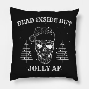 Funny Christmas Skull Party Leopard Pattern - Dead Inside But Jolly AF Christmas Skeleton - Christmas Skull Messy Bun Pillow