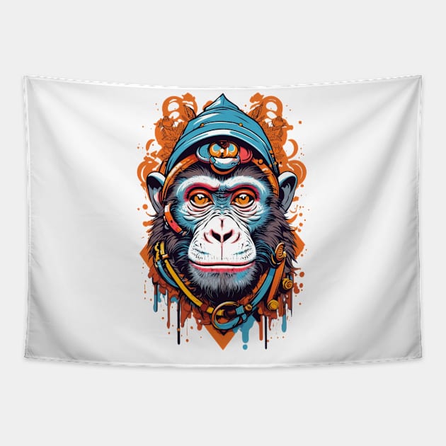 Monkey warrior Tapestry by Lilly Roses 