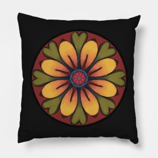 Mandala flower ornament, folkloristic style Pillow