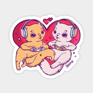 Purrfect Love - Gaming Cats Couple Magnet