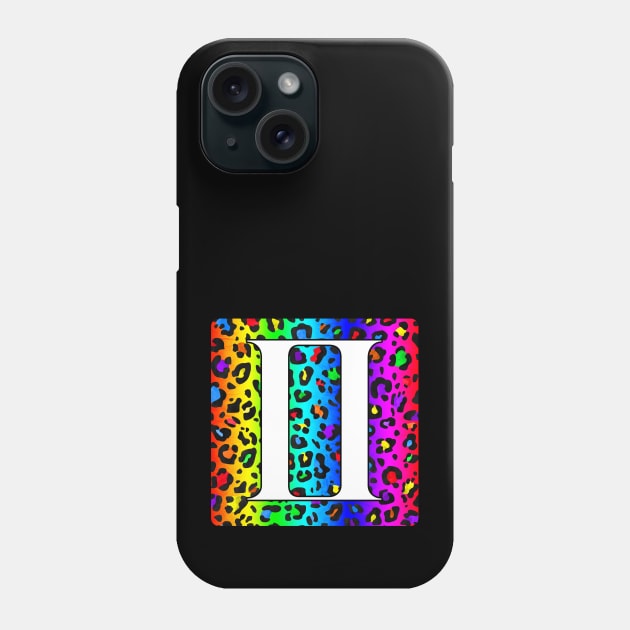 Gemini Zodiac Horoscope Rainbow Leopard Print Square Monogram Phone Case by bumblefuzzies