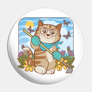 Summer Gardening Cat Pin