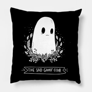 Spooky sad ghost club white Pillow