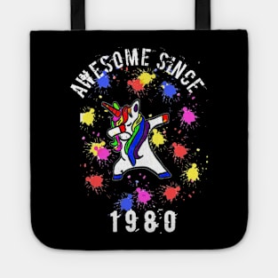 Awesome Since 1980 Dabbing unicorn 40th birthday gift mother and for dad Tote