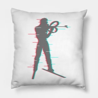 Shooting from a standing position in biathlon. Pillow