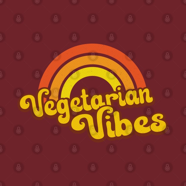 Vegetarian Retro Rainbow Orange by Jitterfly