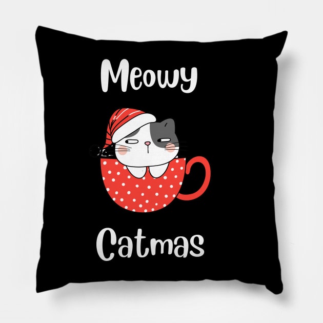 Meowy Catmas Pillow by Creativity Apparel