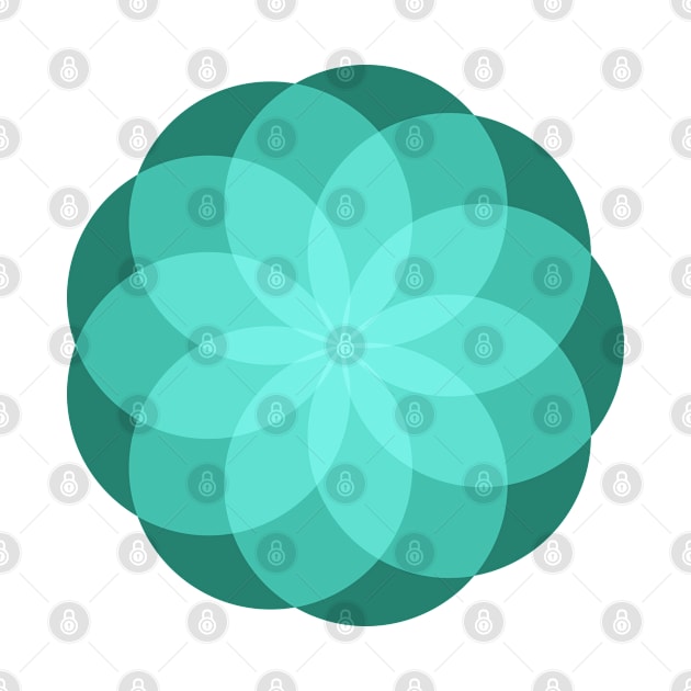 Geometric Flower of Circles (Teal) by Random Beauty