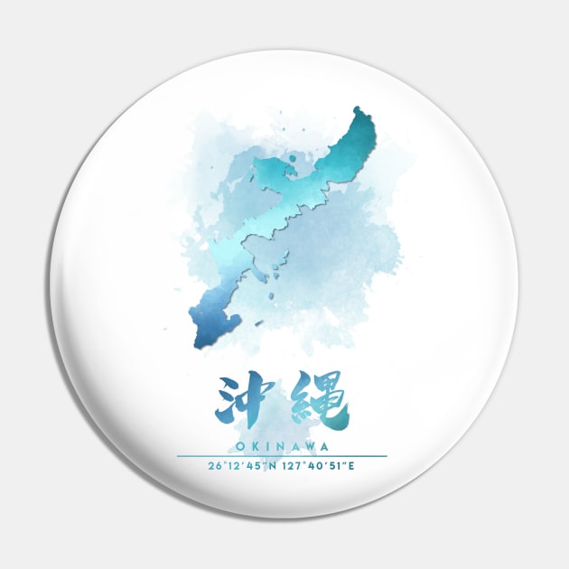 Okinawa Watercolor Map Pin by Takeda_Art