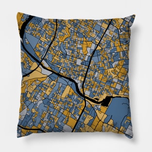 Austin Map Pattern in Blue & Gold Pillow