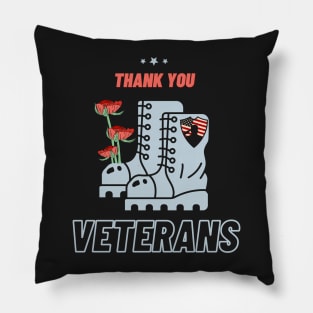 Thank you veterans combat boots poppy flower, Veterans Day Gifts Pillow